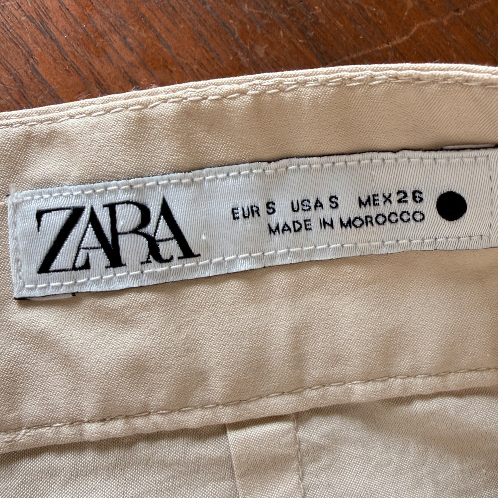 Zara Cotton Lightweight High Ride Wide Leg Pleated Trousers Pants sz Small - Picture 6 of 9